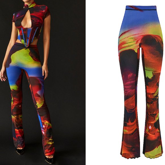 House of CB Pants - HOUSE OF CB 'Erin' Printed Mesh Trousers NWOT